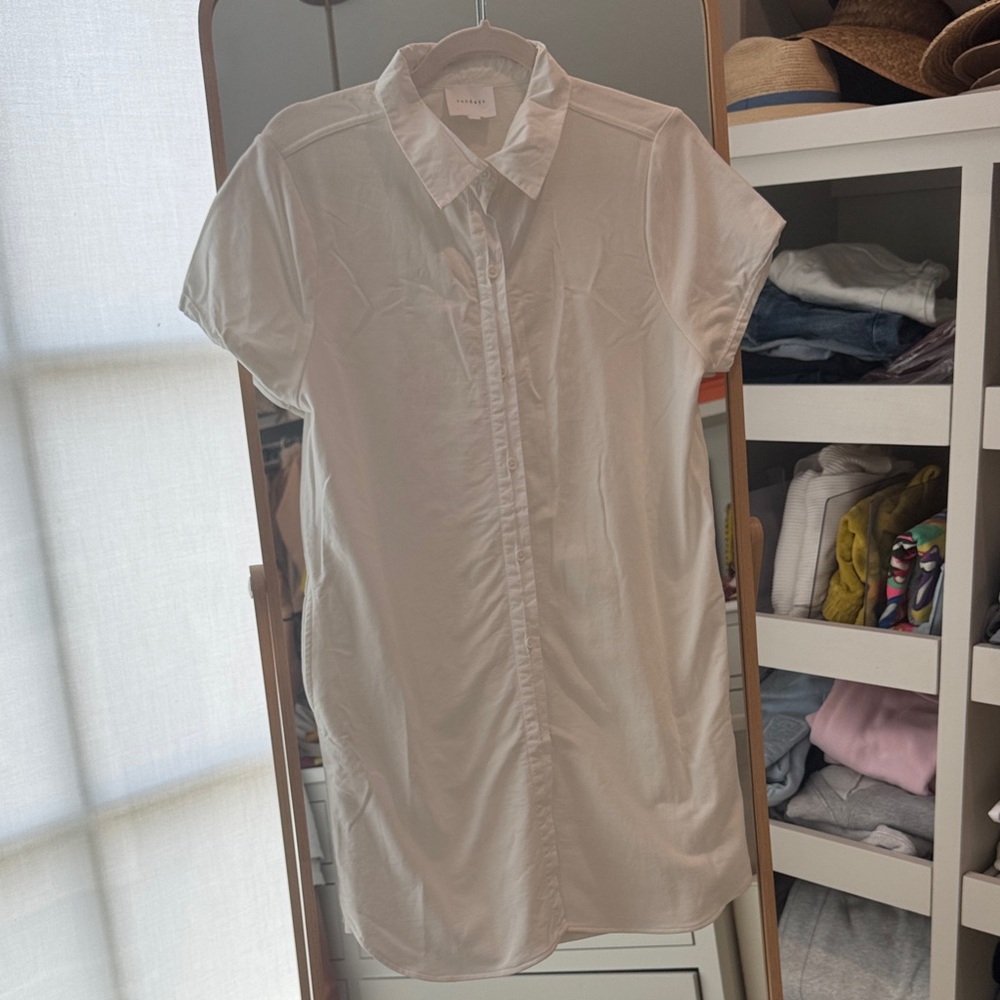 Sundays White Mini Dress with Pockets